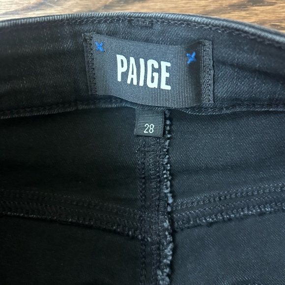 PAIGE Cheeky Ultra High Rise Distressed Skinny Black Jeans Size 28 NWT - Picture 6 of 8